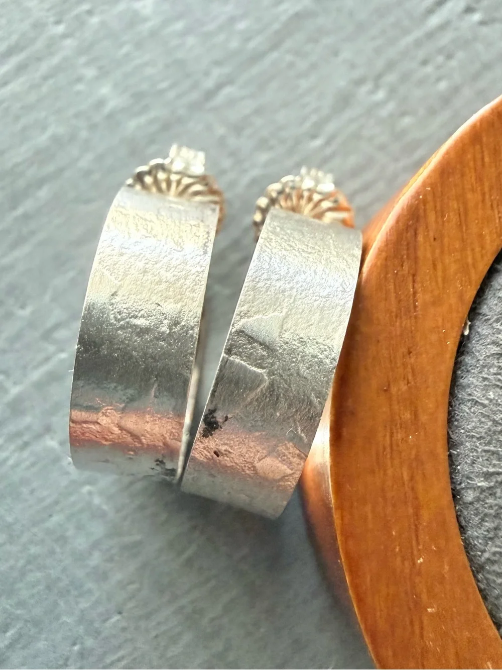 Handcrafted Artist made Silver Hoop Earrings